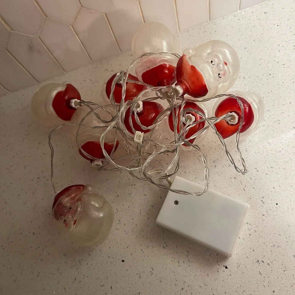 Festive Red and White Santa String Lights